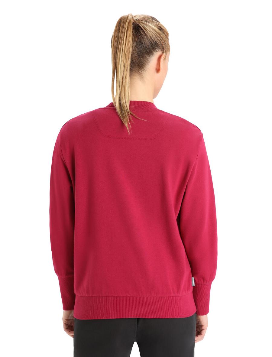 Cherry Icebreaker Merino Central II Long Sleeve Women's Sweatshirts | AU 1618PJJQ